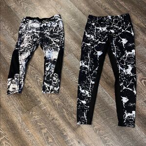 Abstract Black and White Leggings Set